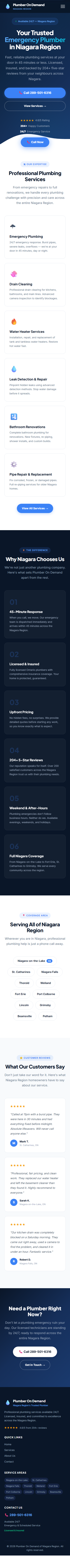 PLUMBER ON DEMAND of NIAGARA REGION, ON — new website mobile view