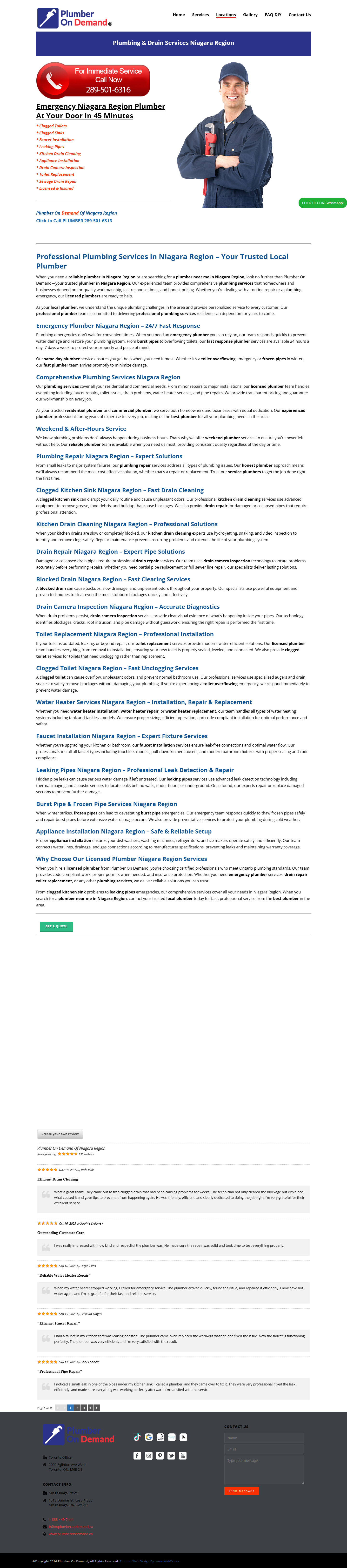 PLUMBER ON DEMAND of NIAGARA REGION, ON — old website desktop view
